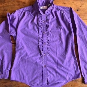 Vintage purple blouse with tuxedo ruffle